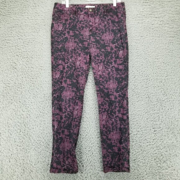 CAbi Jeans Womens 10 Twilight Purple Splatter Stretch Skinny Mid Rise Style 169 - Picture 1 of 11